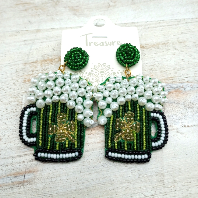 St. Patrick's Day Beer Mug Earrings
